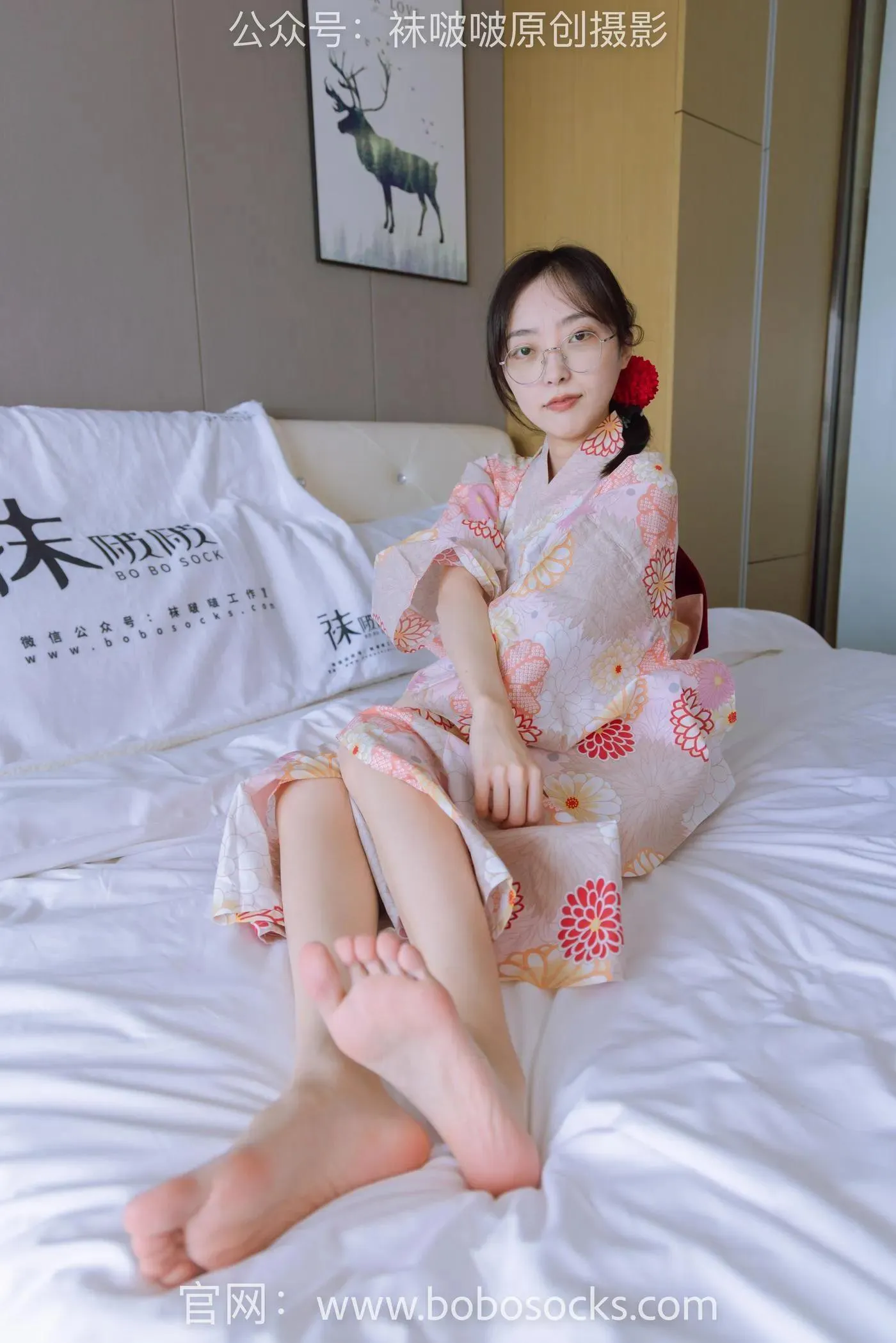 [BoBoSocks袜啵啵]NO.137 稚予-木屐、分指白棉袜、裸足、和风浴衣 [170P]插图7
